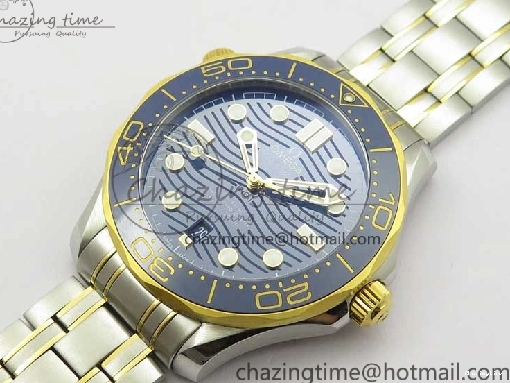 0201 2018 Seamaster Diver 300M SS YG VSF 1:1 Best Edition YG Bezel Blue Dial on SS YG Bracelet A Effortless 7897